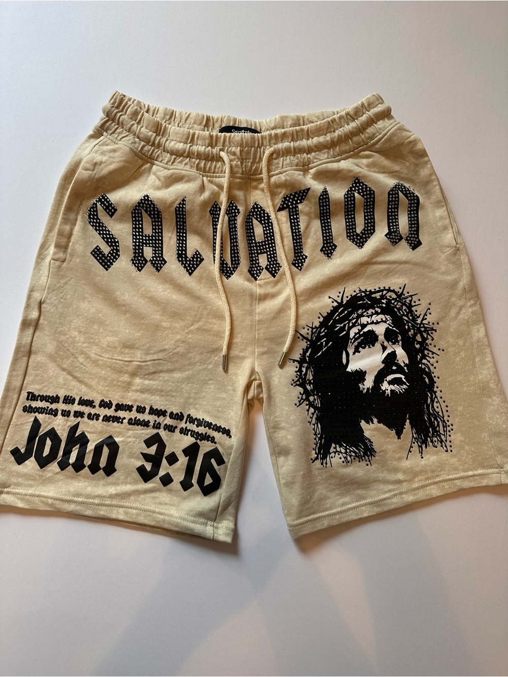 John 3:16 Beige Men's Athletic Shorts